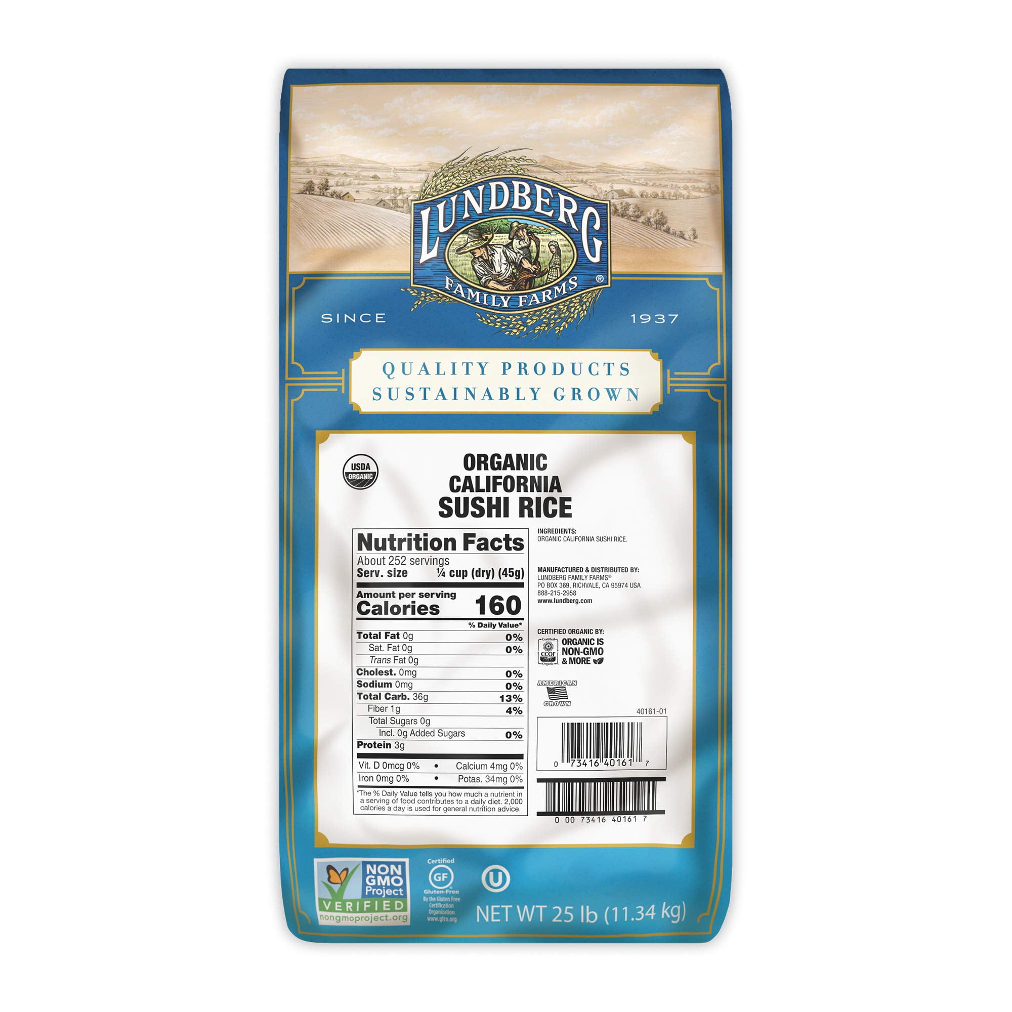 Lundberg Family Farms Organic California Sushi Rice, 25 lb