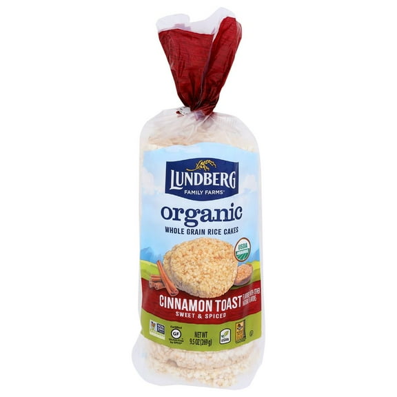 Lundberg Family Farms Organic Cinnamon Toast Rice Cake, 9.5 Ounce -- 6 per Case.