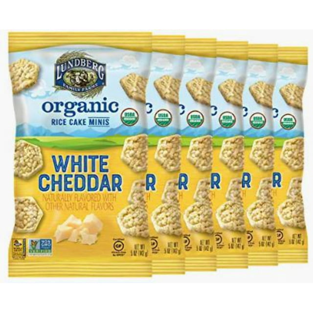 Lundberg Family Farms Organic White Cheddar Rice Cake Minis, Gluten Free, 5oz (6 Count