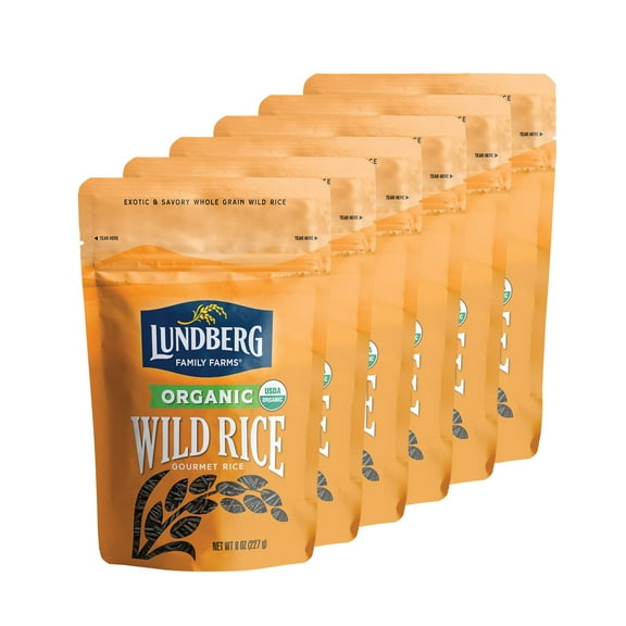 Lundberg Family Farms - Organic Wild Rice, Pantry Staple, Great for Cooking, Long Grain, Firm Texture, Nutty Flavor, Rich & Hearty, Whole Grain, Non-GMO, Gluten-Free, Vegan, Kosher (8 oz, 6-pack)6