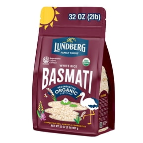 Lundberg Family Farms® Regenerative Organic Certified® Basmati White Rice, Resealable 2lb Bag