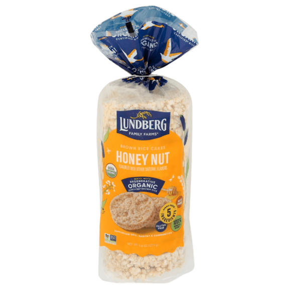 Lundberg Organic Honey Nut Rice Cakes 9.6 oz - Pack of 2
