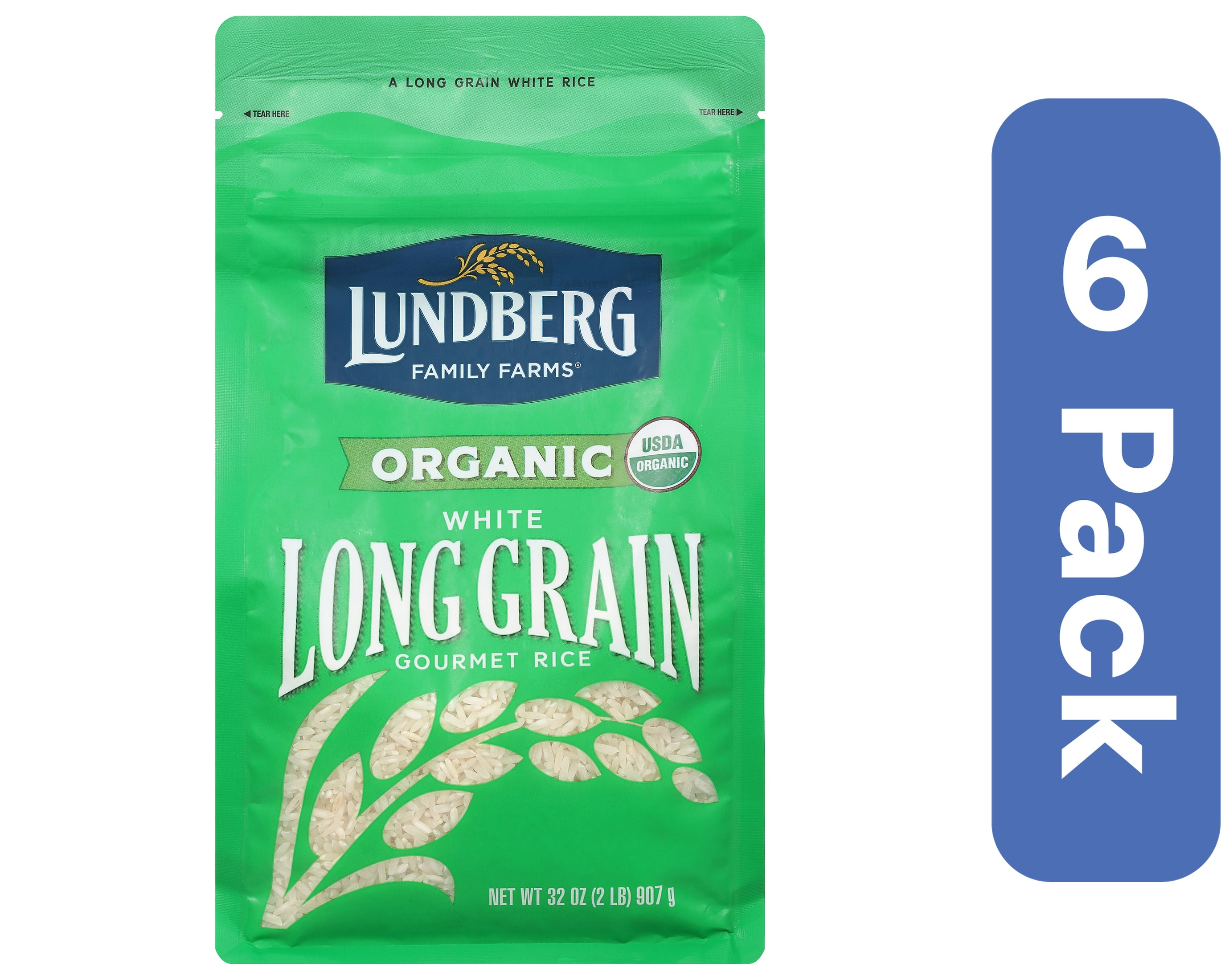 Lundberg Organic Long Grain White Rice 32 oz (Pack Of 6)