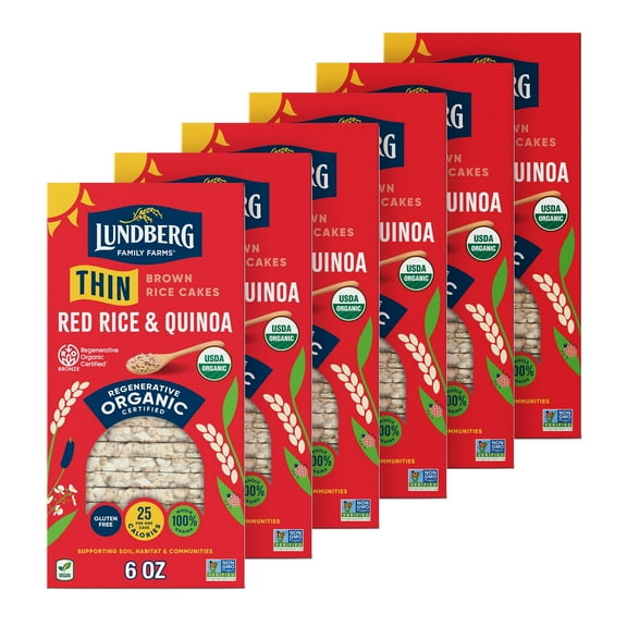 Lundberg Organic Red Rice  Quinoa Thin Rice Cakes, 6ct, 6 oz