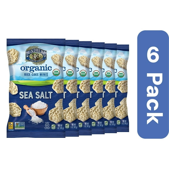 Lundberg Organic Rice Cake Minis, Sea Salt, 6 Pack, 5 oz