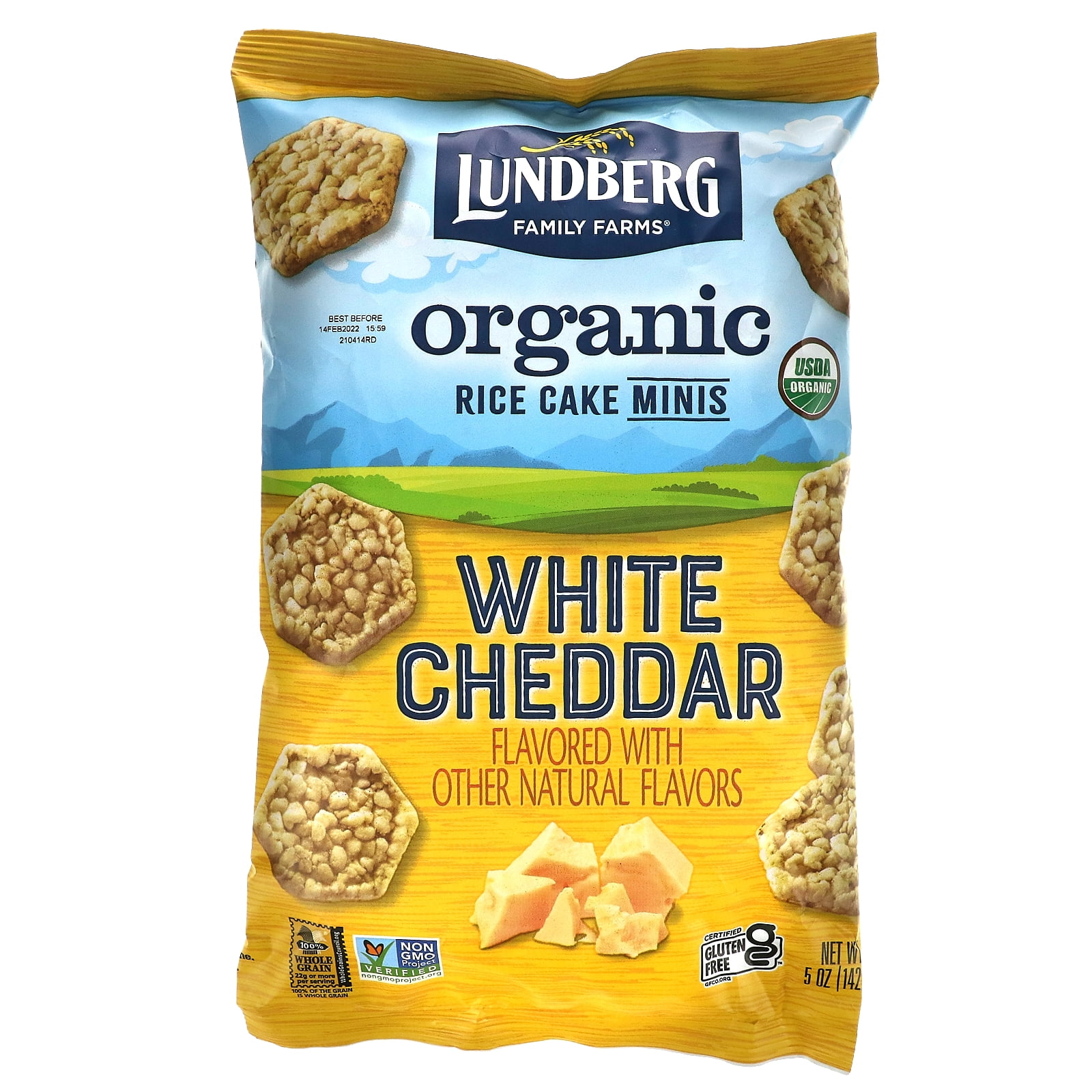Lundberg, Organic Rice Cake Minis, White Cheddar, 5 oz (142 g