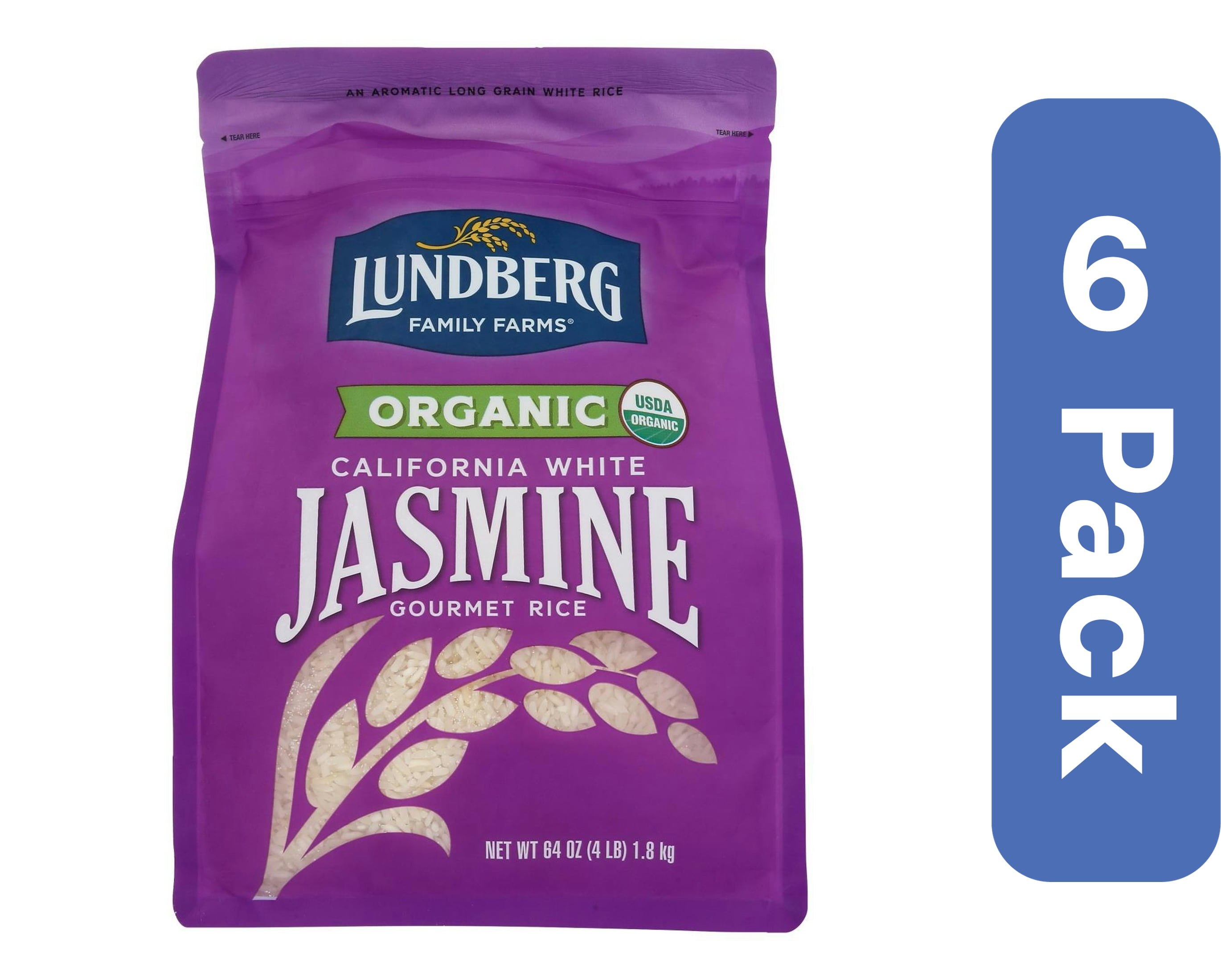 Lundberg Organic White Jasmine Rice 4 lb (Pack Of 6)