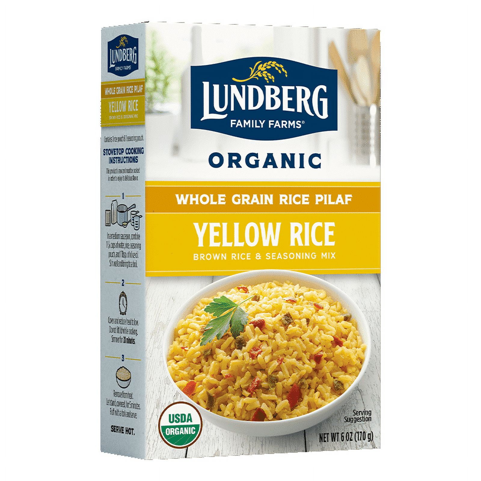 Lundberg Organic Whole Grain Yellow Rice 6 oz Pack of 4