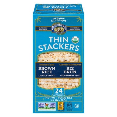 Lundberg Original Brown Rice Thin Stackers, (24ct) 167g/5.8 oz {Imported from Canada}