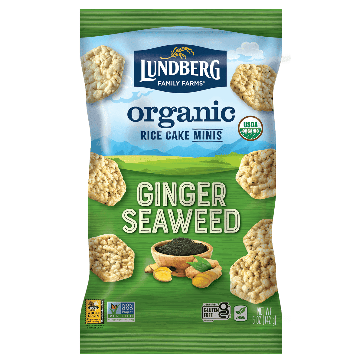 Lundberg Rice Cake Minis Organic Ginger Seaweed 5 oz