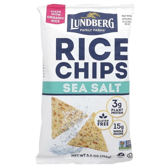 Lundberg Rice Chips Sea Salt 5.5oz Pack of 3