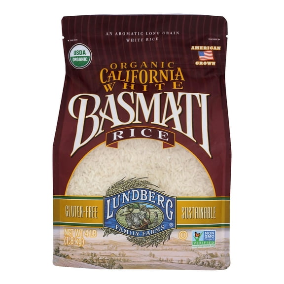 Lundberg White Basmati Rice Organic 4 lb (Pack of 6)