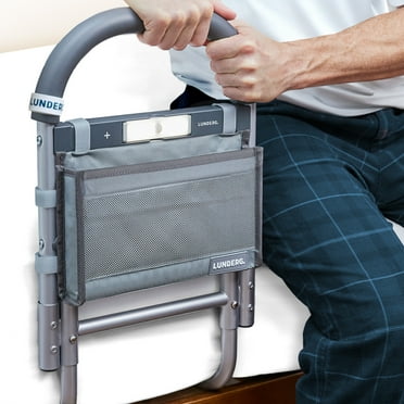 Lunderg Bed Rails for Elderly Adults Safety - With Motion Light & Storage Pocket - Bed Railings for Seniors & Surgery Patients - Fits Any Bed & Makes Getting In & Out of Bed Much Easier