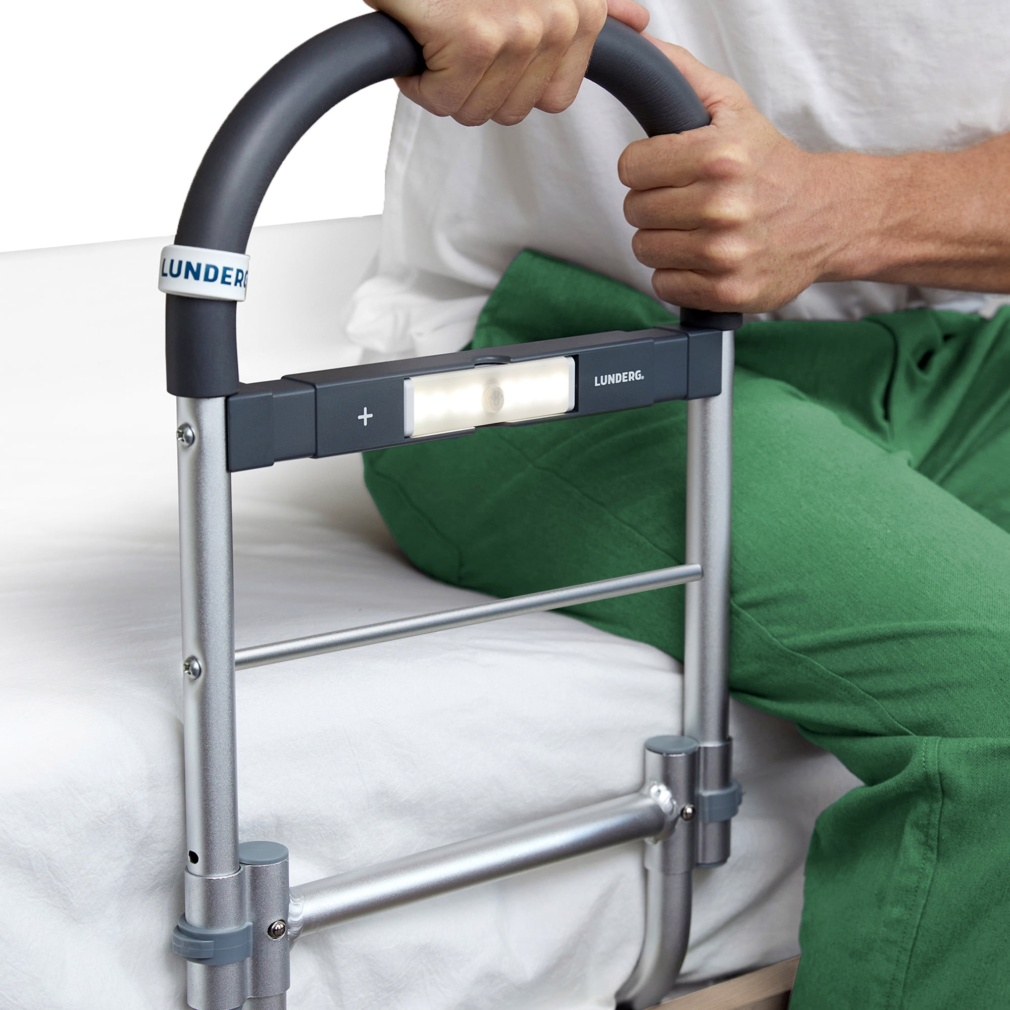 Lunderg Bed Rails for Elderly Adults Safety With Motion Light & NonSlip Handle Bed Railings