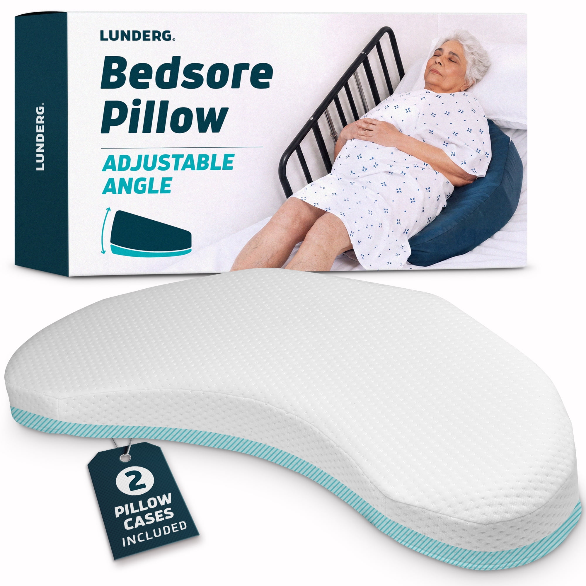 Lunderg Bedsore Pillow Positioning Wedge - With 2 Non-Slip Pillowcases & Adjustable Slope - Pressure Ulcer Cushion for Bed Sore Prevention - Stay on the Side and Stay off the Back