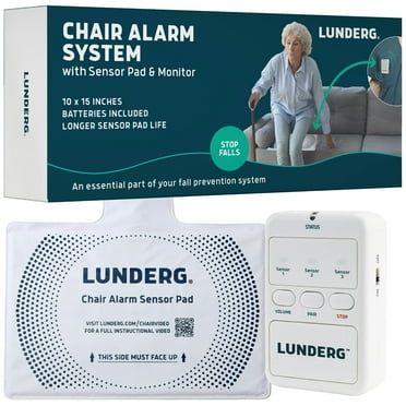 Lunderg Chair Alarm System - Wireless Chair Alarms and Fall Prevention for Elderly and Dementia Patients - Smart and Reliable Elderly Monitoring Kit for Caregiver - Perfect Compliment to Bed Alarm