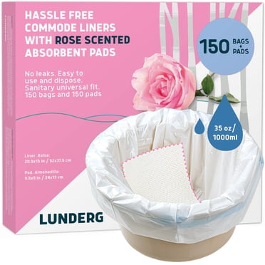 Bedpan Liners Commode Liners 100-Pack Bedside Commode Liners Portable Toilet Bags - Commode Liners For Adult Commode Chairs, Camp Toilet, Bucket - Leakproof Portable Toilet Camping