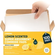 Lunderg Lemon Scented Super Absorbent Commode Pads - Medical Grade Value Pack 100 Count - for Bedside Commode Liners Disposable, Adult Commode Chair, Portable Toilet Bags - Make Your Life Easier