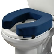 Lunderg Toilet Seat Riser for Seniors - Adds 3 inches. Universal Fit - Raised Toilet Seat Cushion with High-Density Foam for enhanced Comfort & Elevation. Easy to Clean. Post-Surgery Must have Blue