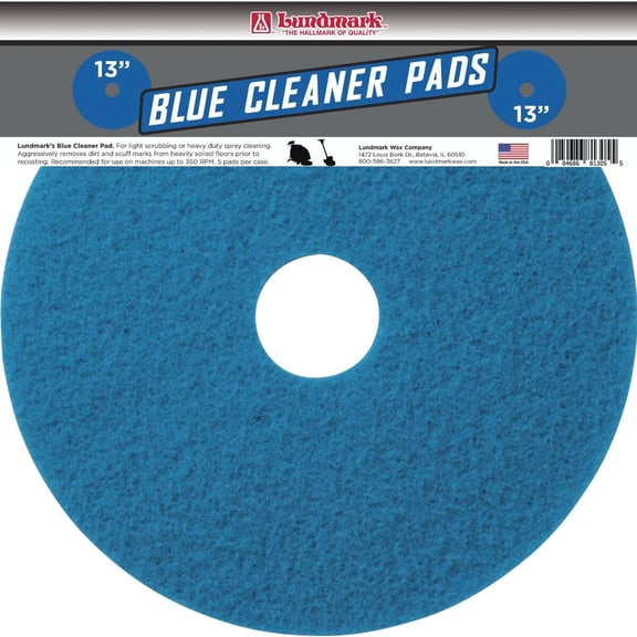 Lundmark Abrasive Blue Polishing Pad Scrubbing Pad - 5 Pack, 13 In.