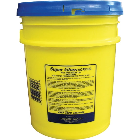 Lundmark Super Gloss Acrylic Floor Wax - Extra Heavy-Duty, High Gloss - 5-Gallon — Residential Use, Standard Application