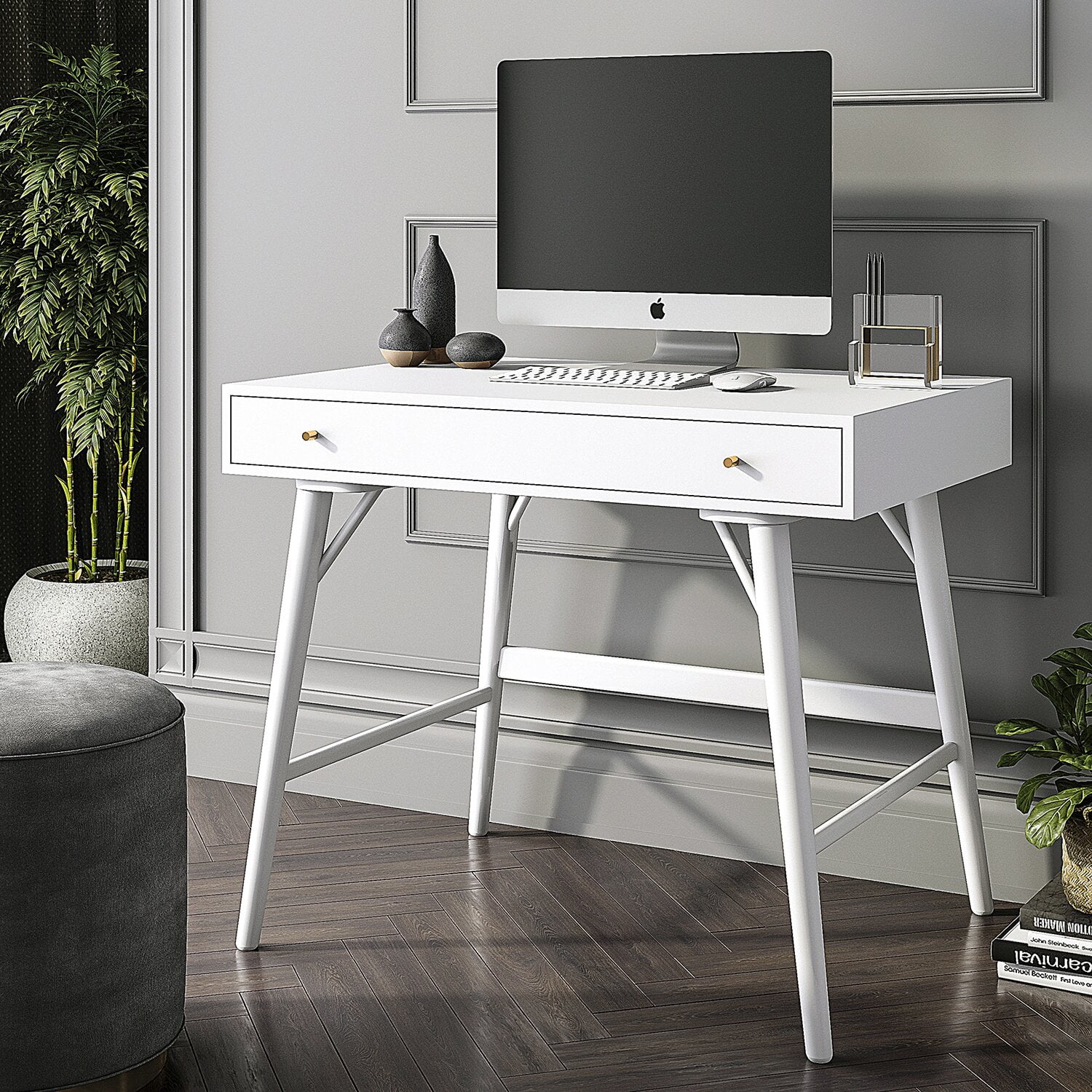 Lundquist solid outlet wood desk