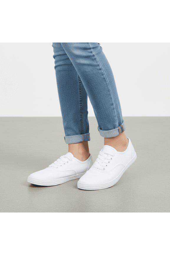 Lunea Wide Width Lace-Up Canvas Low Top Sneakers White 12