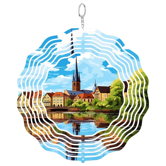 Lunen Germany City View 3D Wind Spinner Stainless Steel Hanging Decor Garden Art North Rhine Westphalia Gift