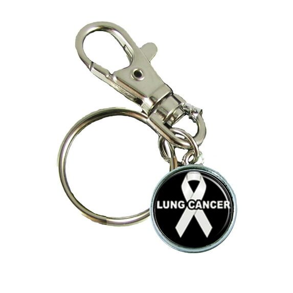 Lung Cancer Awareness Keychain Support Silver Plated Jewelry Key Chain