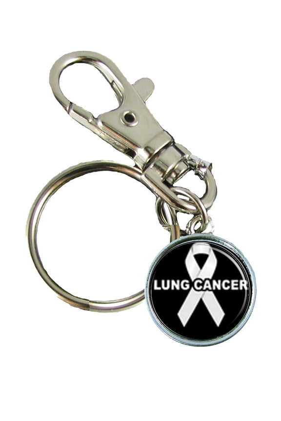Lung Cancer Awareness Keychain Support Silver Plated Jewelry Key Chain