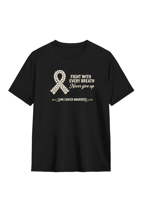 Lung Cancer Awareness Ribbon Retro Graphic Tee for Men and Women, Fun Party Cotton Short Sleeves T-Shirt
