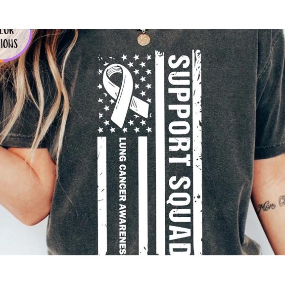 Lung Cancer Awareness Shirt, Cancer Support Tshirt, Cancer Ribbon, Lung Cancer Shirt, Cancer Warrior, Support Squad