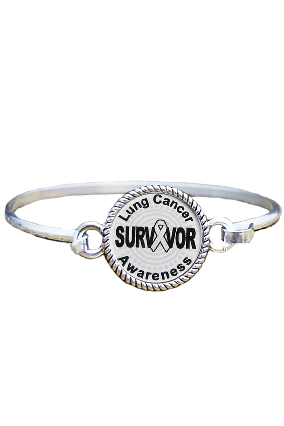 Lung Cancer Awareness Survivor Silver Plated Bracelet Jewelry