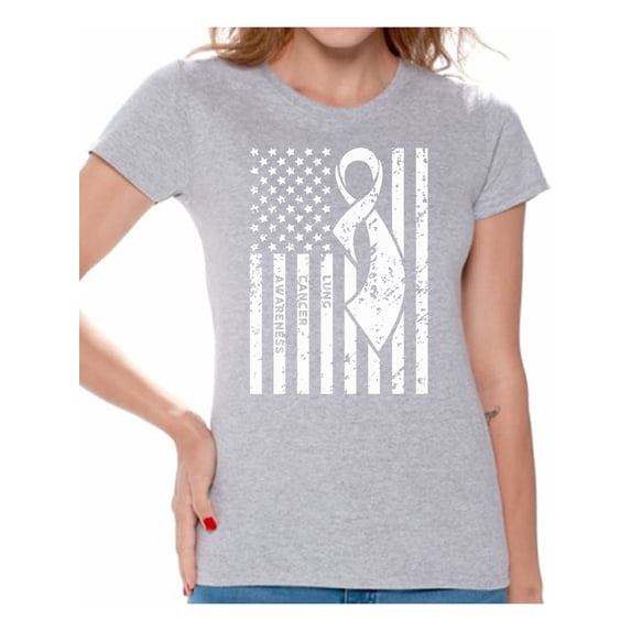 Lung Cancer Awareness T-shirt Top Cancer t shirt cancer awareness t shirt faith love hope fight believe support survive survivor gifts tackle for my mom dad grandpa grandma white ribbon