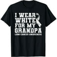 thumbnail image 1 of Lung Cancer Awareness White Ribbon Grandpa Gift T-Shirt, 1 of 4