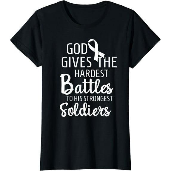 Lung Cancer Fighter Survivor Motivational White Ribbon T-Shirt