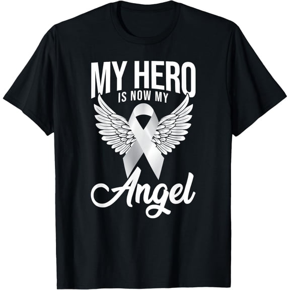 Lung Cancer Ribbon T-ShirtMen and women, Black T-shirt, size: Extra large