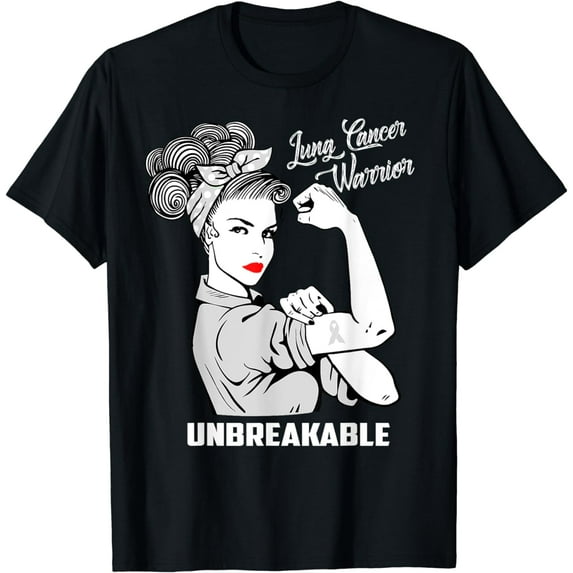 Lung Cancer Warrior Unbreakable T-Shirt Awareness Gift Shirt