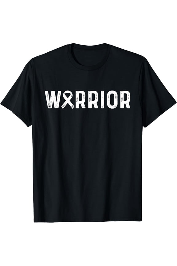 Lung Cancer Warrior White Ribbon Lung Cancer Awareness T-Shirt