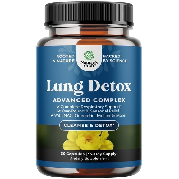 Lung Detox and Cleanse Mullein Leaf Capsules - Mullein Leaf Herb Respiratory Supplement for Sinus Immunity & Breathing Support with NAC Quercetin & Cordyceps Extracts