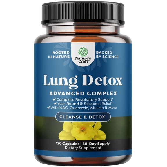 Lung Detox Mullein Leaf Capsules - Purifying Mullein Lung Cleanse Complex with NAC Quercetin & Cordyceps Extracts - Respiratory Supplement for Sinus Immunity & Breathing Support