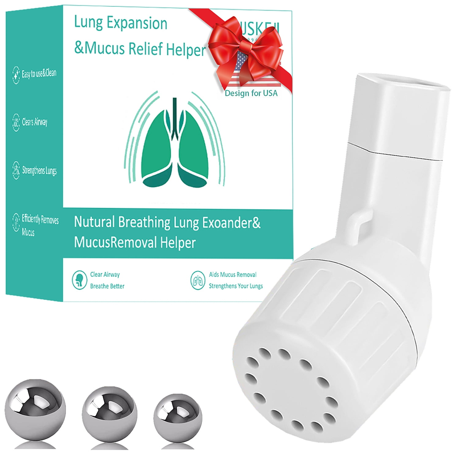 YJJSKEJI Lung Exerciser, Portable Mucus Clearance and Lung Expansion Device, Mucus Removal Device.(White)