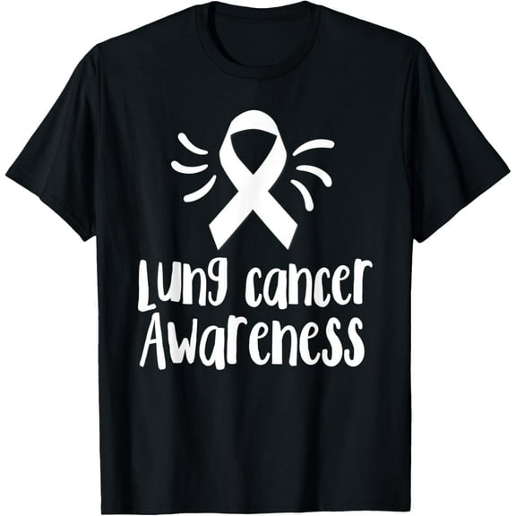 Lung cancer awareness white ribbon support family survivor T-Shirt