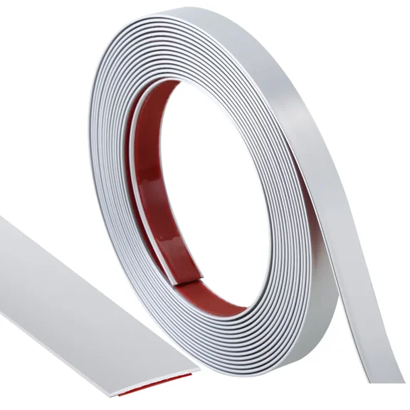 Peel and Stick Finish Molding Trim, Flexible Decoration Strip for Wall Tile Edge, Mirror, Cabinet, Furniture and DIY Home Decoration (Matte Silver, 16.4 ft x 0.4 in)