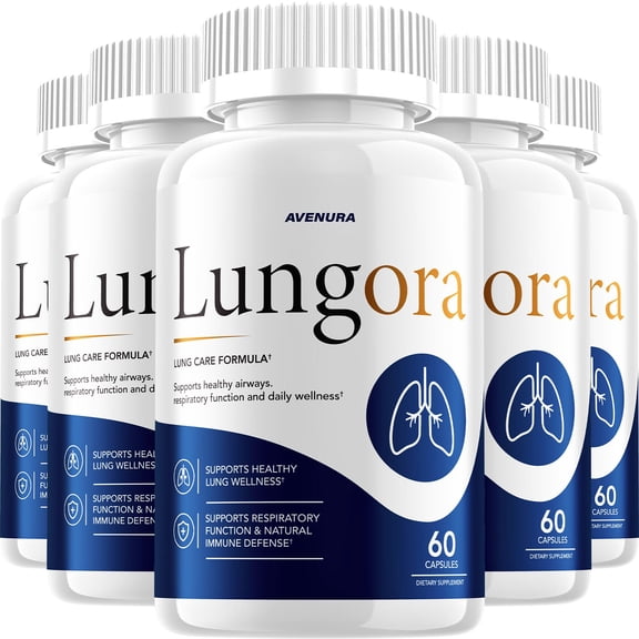Lungora Capsules Lungora Natural Blend Daily Breathing Wellness Support, 5 Pack, (60 Capsules Each Bootles, 300 Capsules in Total)