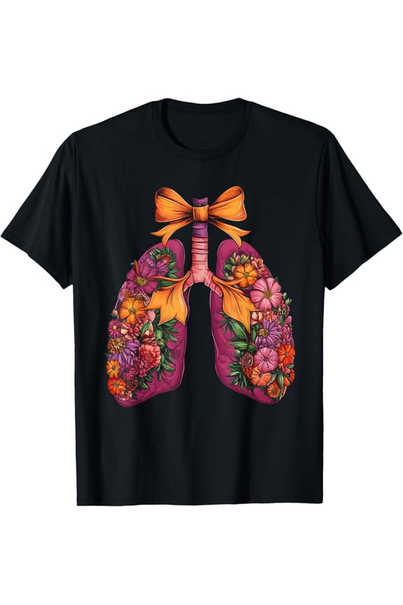 Lungs Flower Halloween Respiratory Therapist Bow Coquette T-Shirt