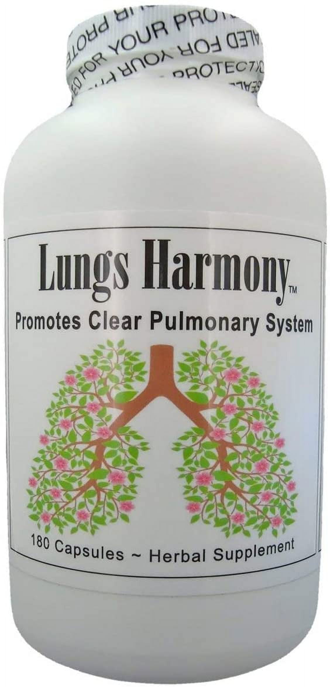 Lungs Harmony Assists and Supports Clear Lung Airways. Lung Decongestant and Detox. 180 Vegan