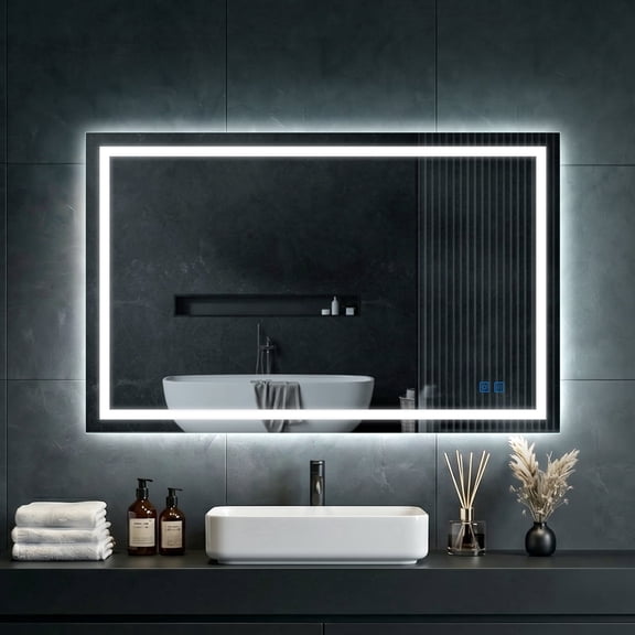 Luni Home 48"x 36" LED Bathroom Mirror with Lights Lighted Vanity Mirror with 3 Color Modes, Dimmable, Anti-Fog, Memory Function, Tempered Glass, Vertical/Horizontal Wall Mount