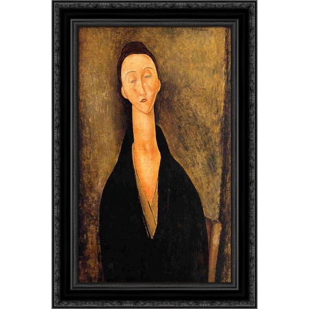 Lunia Czechowska 19x24 Black Ornate Wood Framed Canvas Art by Modigliani, Amedeo