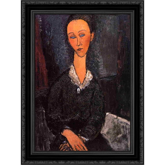 Lunia Czechowska 20x24 Black Ornate Wood Framed Canvas Art by Modigliani, Amedeo